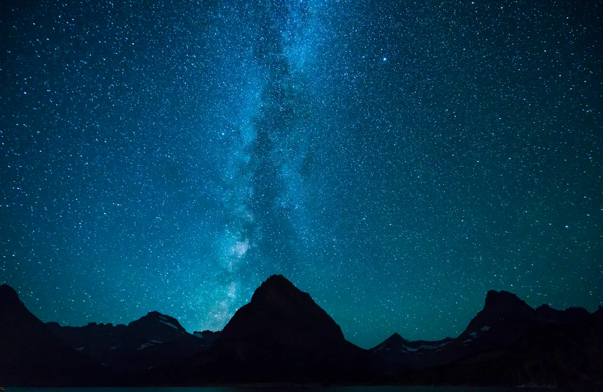 The night sky above Glacier National Park